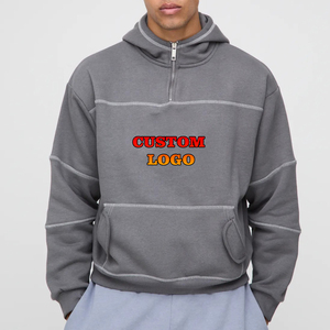 OEM/ODM Winter 100% Cotton Fleece Heavyweight Oversized Drop Shoulder <b>Hoodies</b> with Custom Screen Printed Logo for Men - Product Image 1