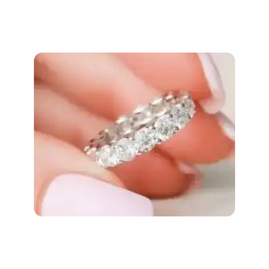 Joyería de diamantes de alta calidad, banda de boda de diamantes redondos hecha en oro blanco de 14 Kt para niñas, anillo de compromiso, joyería de moda - Product Image 2