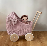 Poussette en rotin artisanale pour poupée, landau en rotin, poussette pour bébé, marcheur pour poupée, poussette en osier, meilleur prix