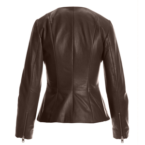 Vestes en cuir pour femmes personnalisées avec design ajusté Vêtements d'extérieur en cuir de qualité supérieure pour le quotidien Vestes pour femmes personnalisées - Product Image 2