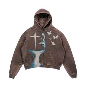 Sudaderas con Capucha de Algodón Bordadas Personalizadas con Descuento por Volumen, MOQ Bajo, Proveedor de Ropa Urbana, Estampado Gráfico, Lavado Ácido, Gruesas - Product Image 1