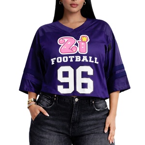 Camisetas de Fútbol Americano de Malla Morada de Primera Calidad para Mujer, Personalizadas con Número Gráfico Impreso por Sublimación, Ropa Deportiva - Product Image 1