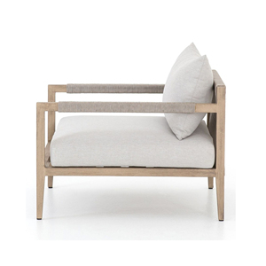 Silla sencilla sin brazos y moderna, sillón de madera de teca y Cuerda de ratán, muebles de exterior para sala de estar, Ciara - Product Image 3