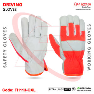 Guantes de conductor estilo pulgar Keystone en piel de cabra con parte posterior de tela de LICRA naranja OEM Sicherheitsarbeitshandschuhe - Product Image 5
