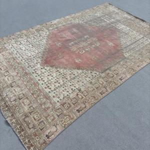 6.3x9.2 ft Rug, Turkish Vintage Rug, <b>Red</b> <b>Wool</b> Rug - Product Image 2
