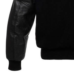 Chaquetas universitarias negras puras de alta calidad para hombre Chaqueta universitaria Letterman escolar de material de lana y cuero - Product Image 4