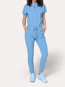 Structuré frotte des ensembles d'uniformes avec le style court moderne de douille et le collier de support ferme pour le personnel médical - Product Image 5