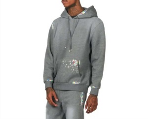 ชุดแทร็กแบบสวมหัวผ้าใยไผ่100% สำหรับผู้ชายชุดแท็คกางเกงกันหนาวมีฮู้ดทรงสลิมฟิตเฮฟวี่เวทกำหนดได้เองสำหรับฤดูหนาว - Product Image 4