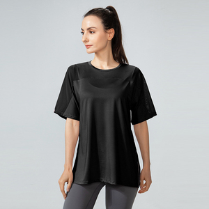 Vêtements de gym à manches courtes Simple Léger Crop top t-shirts ras du cou t-shirt Couleur unie teint Crop top t-shirts Spandex nylon - Product Image 4