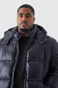 Veste bouffante à capuche haute brillance personnalisée grande taille de haute qualité en noir vestes coupe-vent chaudes d'hiver à bulles pour hommes avec poches - Product Image 3