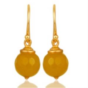 New Arrival Yellow Chalcedony Gemstone 925 Sterling Silver Round Shape Earrings - Product Image 1