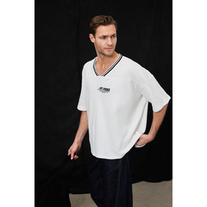 GRIMELANGE CADIZ เสื้อยืดคอกลมปักลายผ้าฝ้ายออร์แกนิก 100% สำหรับผู้ชาย - Product Image 2