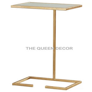 Mesa auxiliar de acento lateral redonda anidada para sala de estar con mesa de metal y vidrio de ingeniería y diseño de marco de metal - Product Image 3