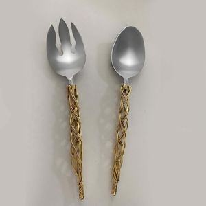 Ensemble de serveurs à salade en acier inoxydable, avec un design moderne et simple, ensemble de serveurs à cuillères à manche Portable, look royal, vente en gros - Product Image 6