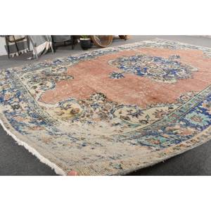 Alfombra turca Vintage de 6x10 pies, Alfombra de tejido plano Beige y azul, patrón de retazos para decoración de sala de estar, Material de lana de látex - Product Image 5
