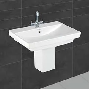 Vistaar Blanc Céramique Demi Piédestal Lavabo Lavabo Évier Stand Semi Marbre Travertin Inde Abordable Exportation Conception - Product Image 6