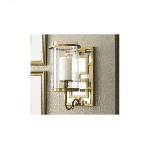 Venta al por mayor, venta a granel, calidad superior, metal chapado en oro y vidrio transparente, aspecto atractivo, linterna montada en la pared, decoración del hogar - Product Image 1