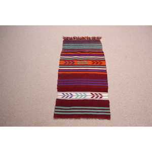 Vintage Turkish Rug 1.7x3.2 ft, Kilim <b>Red</b> Moroccan <b>Wool</b> Rug - Product Image 1