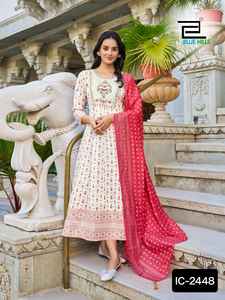 Estilo indio y pakistaní Georgette bordado trabajo Kurti Palazzo Sky Party Wear Set conjuntos de mujer con Fancy Chanderi Dupatta - Product Image 4