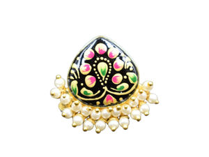 Material de latón de alta calidad y piedra chapada en oro, pendiente de tuerca pintado a mano, pendiente de joyería de diseño moderno para niñas y mujeres - Product Image 4