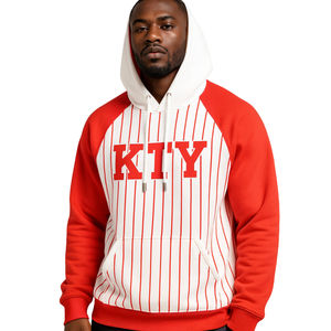 Sudadera con Capucha Blanca KAP, Mangas Raglán Rojas con Rayas, Mezcla de Algodón, Ropa de Fraternidad Griega, Divine Nine HBCU, Mercancía Griega - Product Image 1