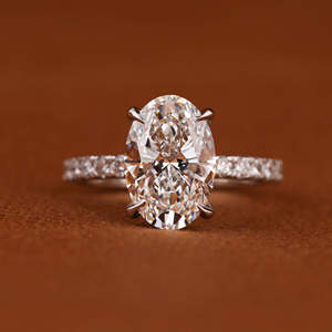 14KT Or Blanc 3.0 CT Bague de Fiançailles Coupe Ovale Nouveau Style Classique Hidden Halo Setting IGI Certificate Lab Grown Diamond - Product Image 1