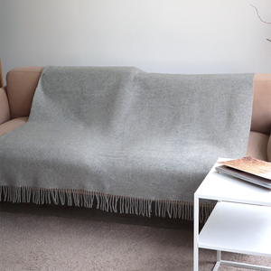 Gris claro 80% Lana Merino 20% Nylon Tejido Throw 130X170 cm Regalo con flecos certificado por el OEKO-TEX-En caja - Product Image 6