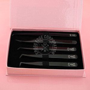 Custom Eyelash Extension Tweezer 90 Degree Fiber Tip Fine X Tip Straight Isolation Diamond Grip Nonslip <b>Tool</b> - Product Image 1