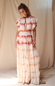 Vestido Hippie de manga corta, informal, largo hasta el suelo, hecho a mano, 2023 - Product Image 2