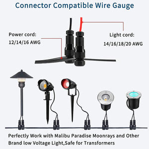 Connecteurs de câble étanches IP67 basse tension 12V pour éclairage paysager de remplacement, pour câbles FPC/PCB de calibre 12-20 - Product Image 4