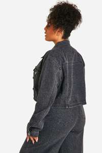 Veste en jean lavé personnalisable pour femme, en coton tricoté, manches régulières, coupe unie, imperméable, personnalisable - Product Image 2