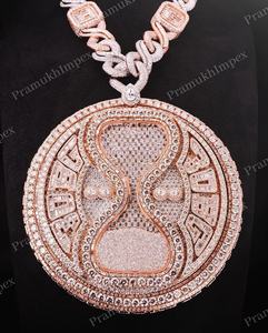 Pendentif de fête hip hop en argent sterling 925 plaqué or rose 14 carats créé en laboratoire VVS Moissanite personnalisé deux tons glacé à la mode - Product Image 2