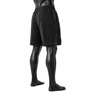 Pantalones Cortos Personalizados para Hombre, Estilo Urbano, Negros con Diseño Gráfico, Lavado Vintage, Desgastados, Casuales, Mezcla de Algodón, OEM ODM - Product Image 6