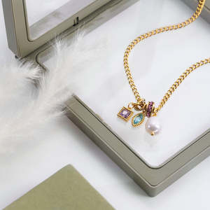 Collier Pendentif Cercle Éternité J&D avec Zircon et Perle, Breloques Tendance - Product Image 4