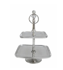 แท่นวางเค้กหินอ่อนสีขาวทรงกลมพร้อมด้ามทองเหลืองชุบทองแท่นวางเค้กหินอ่อน2ชั้น - Product Image 6