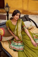 Magnifique demi-sari en polycoton de style sudique avec un élégant dupatta en georgette brodé de sequins, robe traditionnelle longue jusqu'au sol