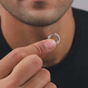 ออกซิไดซ์ต่างหูห่วงเรขาคณิตที่ทันสมัยชุบทองพร้อมไข่มุกเพชรสำหรับงานแต่งงานงานหมั้นหรือของขวัญสำหรับเขา - Product Image 2