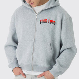 Sweat à capuche en coton éponge français personnalisable pour hommes 400 Gsm surdimensionné Boxy Fit Zip haute qualité Streetwear hiver - Product Image 1