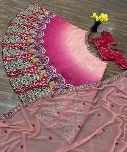 Lo último en tela de terciopelo de trabajo bordado pesado de diseñador Ne, Lehenga Choli nupcial para boda femenina india y ropa de matrimonio - Product Image 4
