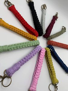 Macrame Keychain Soft Cotton Wristlet <b>Bracelet</b> Hand Braided <b>Knotted</b> Keyring Holder From Isar International - Product Image 2