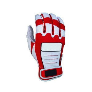 Gants de baseball à doigts entiers, rouge et blanc, fermeture synthétique à crochets et boucles, respirants, toutes saisons, pour adulte droitier - Product Image 3
