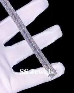 Bracelet tennis personnalisé en argent 925 plaqué rhodium avec moissanite taille baguette de luxe, serti à griffes, pour homme et femme, cadeau - Product Image 4