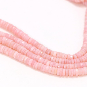 Hermosas Cuentas Heishi de Ópalo Rosa Intenso Facetadas, Cuentas de Piedra Preciosa con Corte de Rueda Facetada de Ópalo Rosa AAA de 5-8 mm, Cuentas de Ópalo de Calidad - Product Image 2
