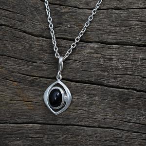 Pendentif en argent ovale en onyx noir léger pendentif en argent en onyx noir grossiste de bijoux en argent - Product Image 5