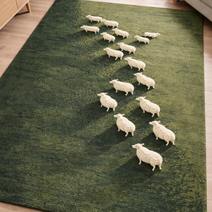 Alfombra Decorativa Rústica de Lana a Cuadros con Patrón Liso, Forma Rectangular, Antideslizante, Estilo Lujoso, Hecha a Mano, Alfombra Fossil Ember - Product Image 1