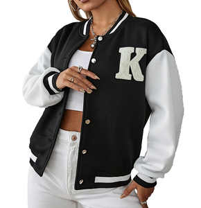 Chaqueta de bombardero icónica de Chicago retro de primavera para hombre con cuello levantado de lona y logotipo en la parte delantera - Product Image 3