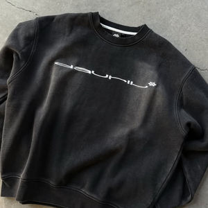 Sudadera con Capucha Extra Grande de Felpa Francesa de Algodón 100% Cristal OEM, 500 g/m², con Cierre Completo, Negra, Estilo Urbano, con Pedrería, para Hombre - Product Image 5