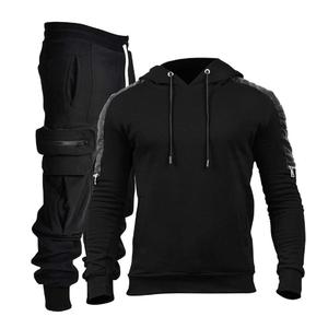 Chándal de invierno Ropa de hombre Ropa deportiva Ropa de entrenamiento y jogging 100% Algodón y cuero Logotipo personalizado Conjunto de Sudadera con capucha de manga completa - Product Image 1