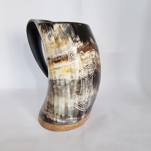 Best Seller Handcrafted Half Carved Animal Viking Drinking Horn <b>Mug</b> Eco-Friendly Buffalo Horn Christmas New - Product Image 1