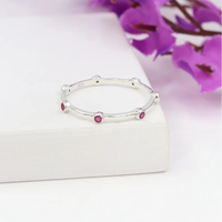 Ensemble de bagues empilables multi-pierres pour femmes, argent sterling 925 avec rubis, émeraude, tanzanite et saphir bleu, bijoux faits à la main